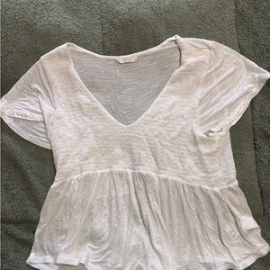 Lucky Brand large Relaxed V-Neck Peplum Top - White